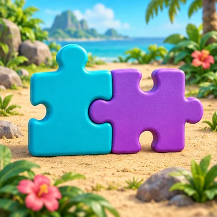 Two colorful puzzle pieces